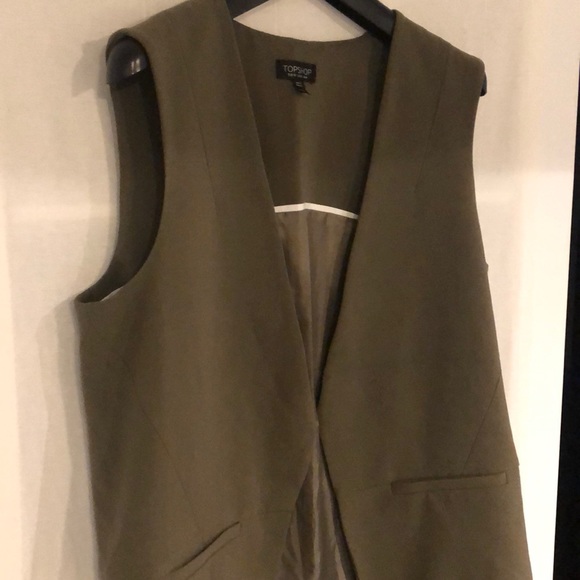 Topshop Army Green Sleeveless Blazer - Picture 2 of 5